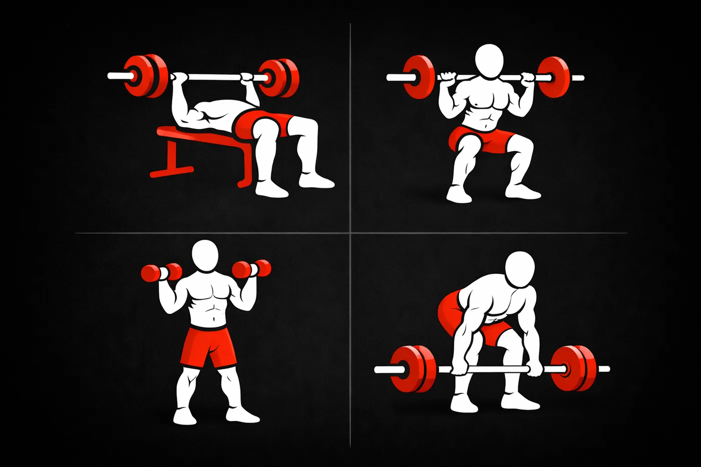 Workout exercise catalog with illustrations and detailed instructions